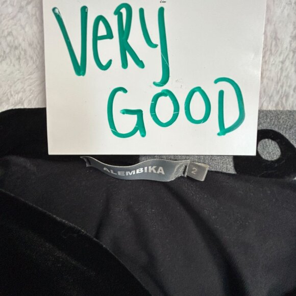 Alembika Womens Long Sleeve V-Neck Patchwork Tunic Top Blouse Size 2 Black Gray - Picture 3 of 8